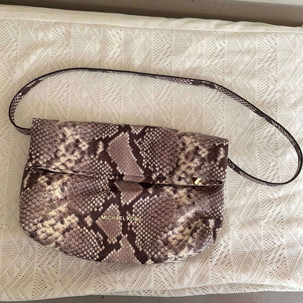 Michael Kors Python Print Clutch/Shoulder Bag